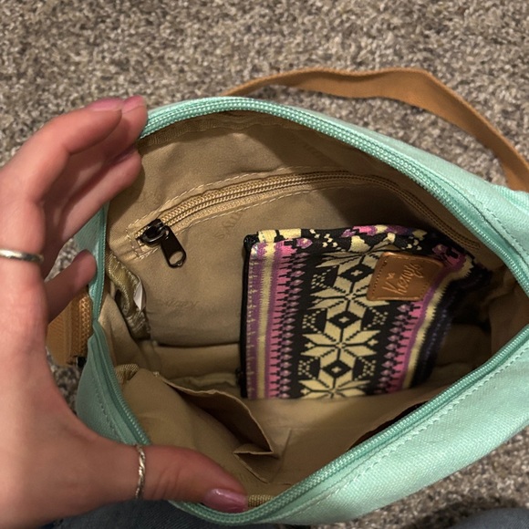 Mint Green and Patterned Crossbody Bag - Picture 4 of 5